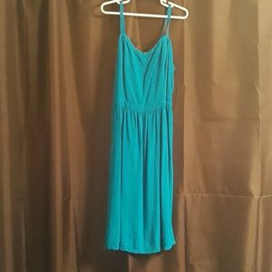 Bright blue,  knee length dress (I am 5'2)